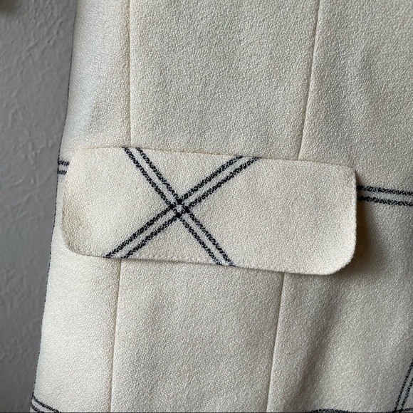 Nwt vintage 1980s 100% wool cream blazer with black stripes size 8 - Picture 8 of 17